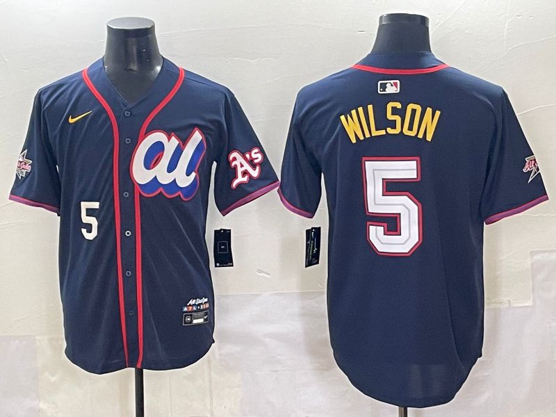 Men 2025 Oakland Athletics #5 Wilson Drak Blue All star Nike MLB Jersey style 3